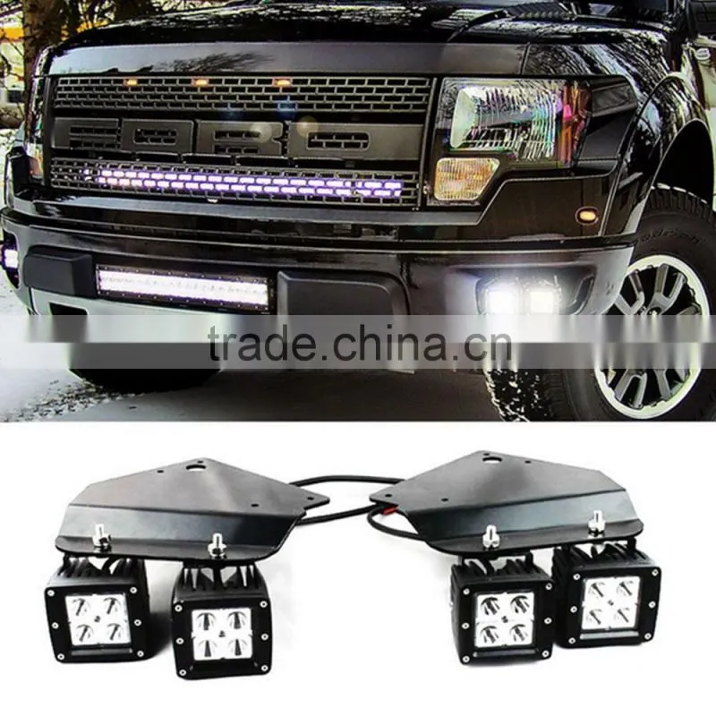 10-14 FordF150 SVT Raptor Bumper Bracket For 16W 3'' LED Spot Beam Fog Light