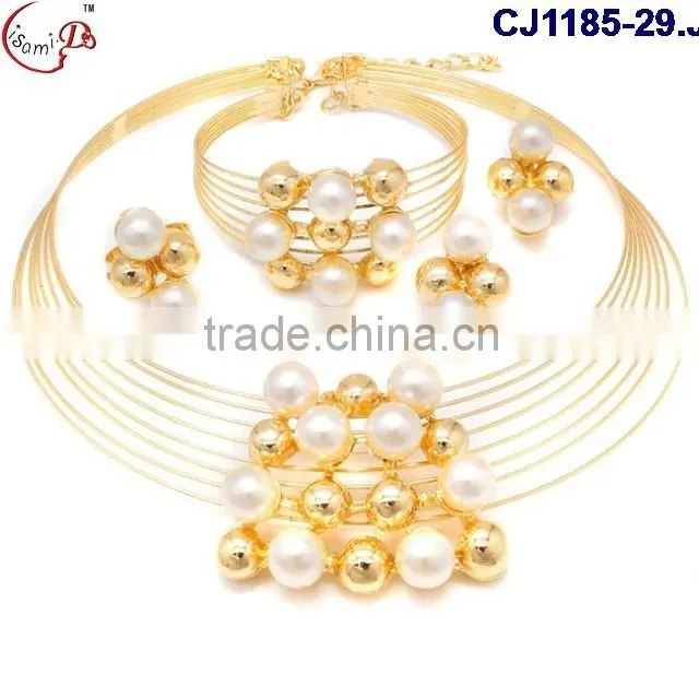 CJ1185-2 Hot sell fashion good quality 18k dubai gold jewelry set for party