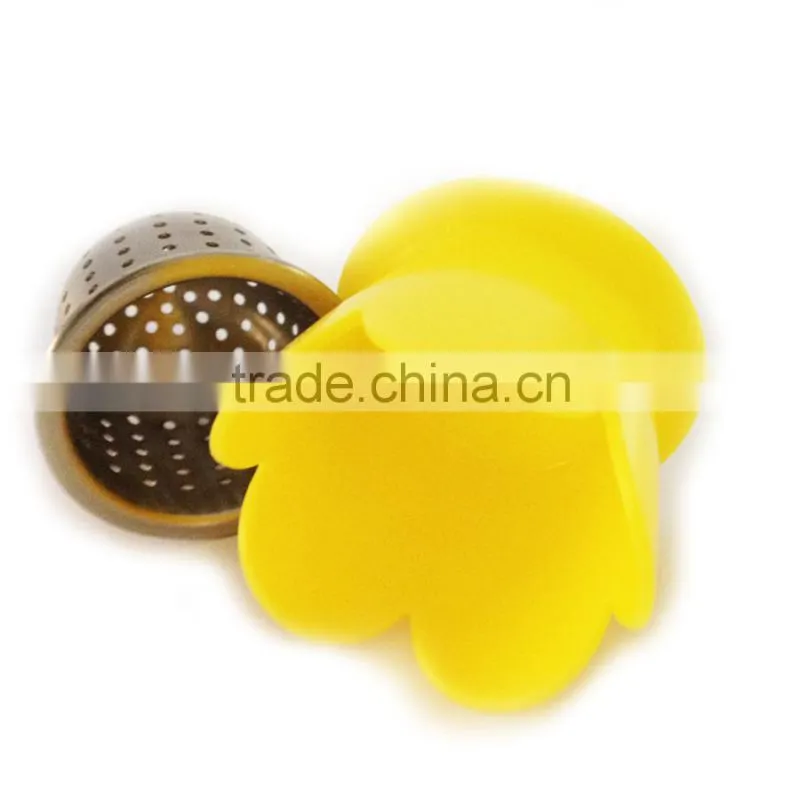 yelow lovely stainless steel plastic tea infuser