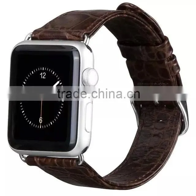 Hot Sale crocodile grain real leather watch band for Apple watch