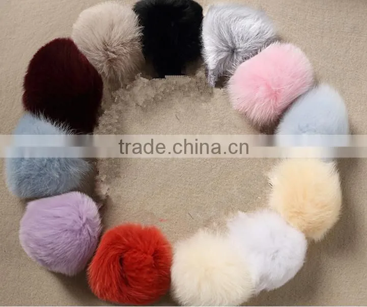 2015 Colorful Dyed Customize Real Fox Fur Pom Poms / Pompom Keychain