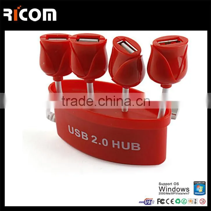 4 port usb rose design hub