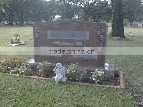 Good Quality Cheap Traditional Upright Serp Top Red Granite Headstone