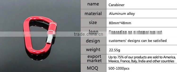 high quality hardware assorted D ring aluminum carabiner bulk