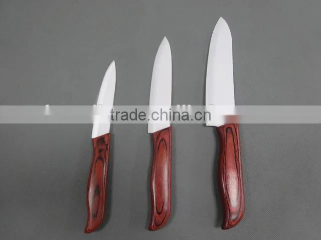 Top Quality Assured wooden handle white color zirconia oxide blade Ceramic Knife