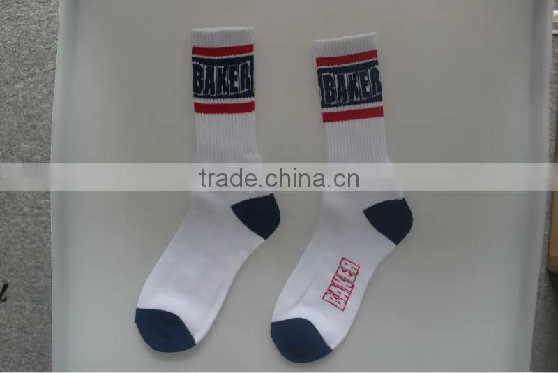 White Custom Logo Adult Men Terry Sole Rubber Socks
