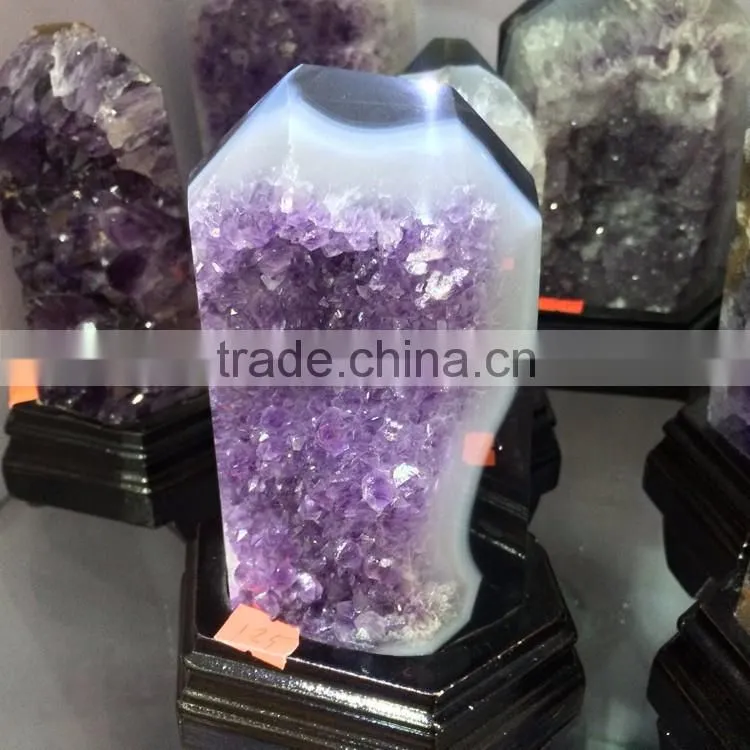 Natural Amethyst Geode Cluster Wand Point Crystal Ornaments For Sale