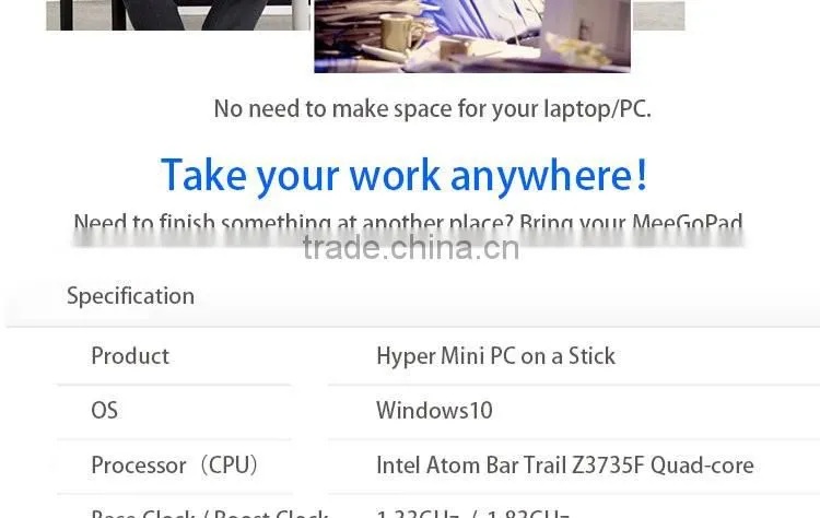 MeeGOpad T05 World First Cherry Trail Compute Stick, Win10 Home Version RAM 4GB