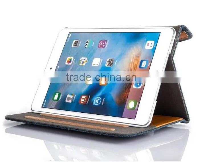 Wholesale price factory strong protect pocket jeans leather tablet cover for ipad