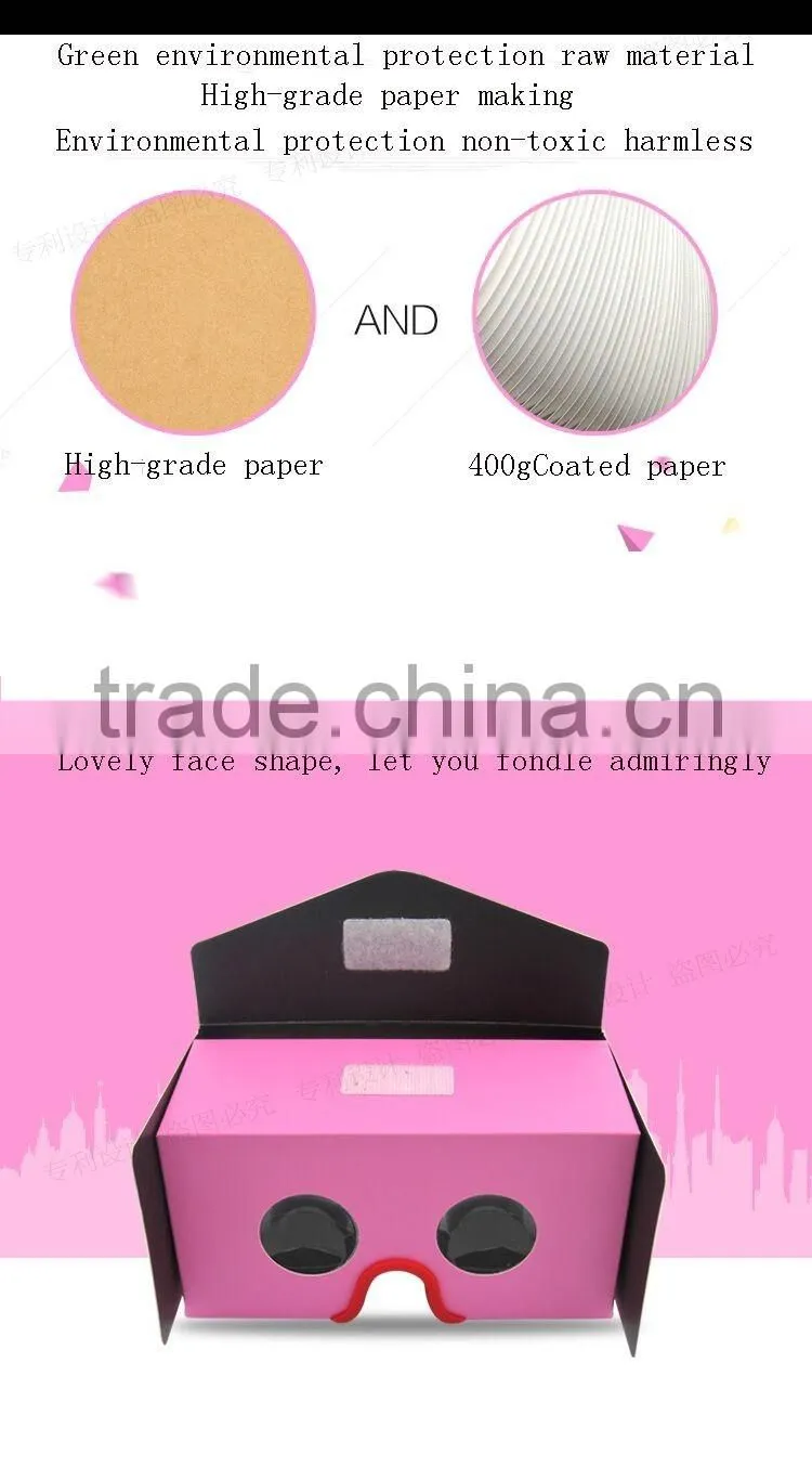 OEM Google Cardboard V2 Big lens VR 3d Glasses 4c Printing with Bluetooth Gamepad Remote Vr Games Movies 3D Google Cardboard