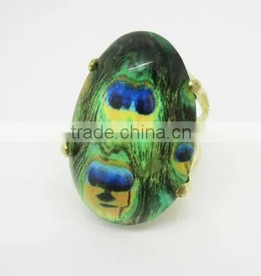 2013 hot peacock design ring,Green peacock ring,Fashion ladies ring