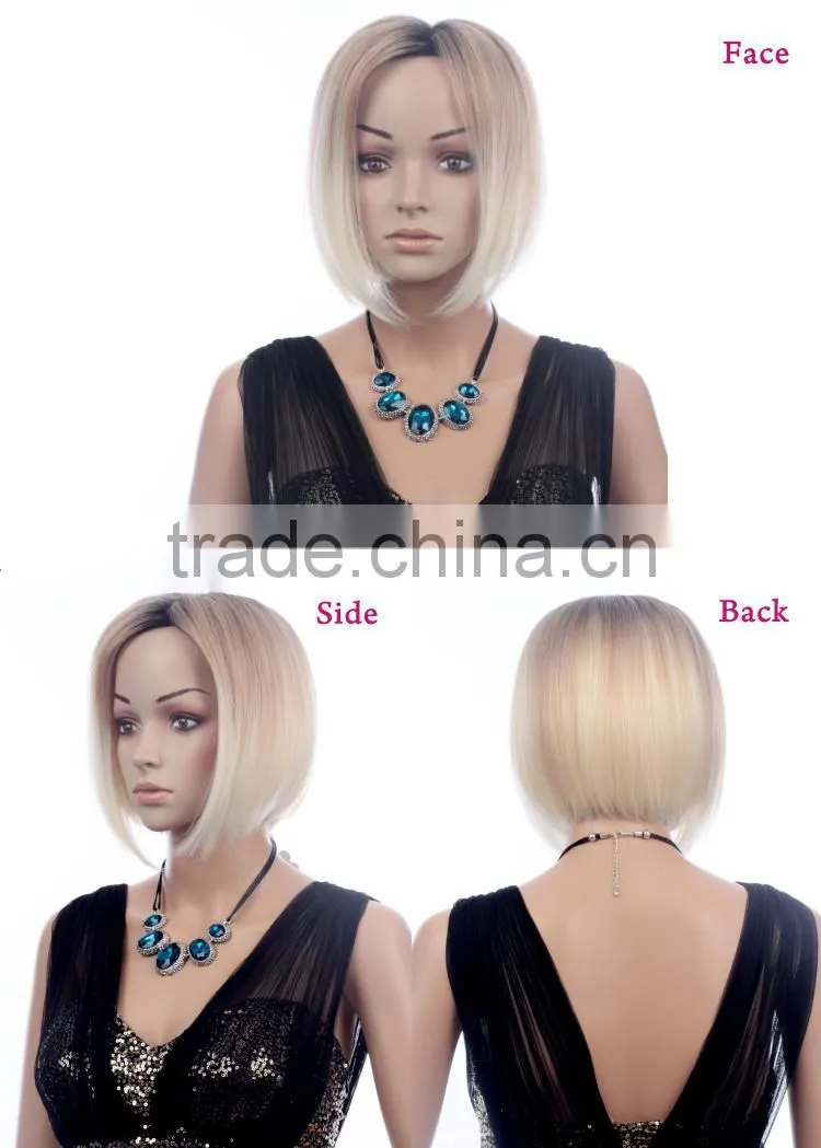 Factory price high density short style grey hair bun synthetic hair wig