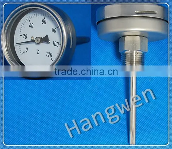 Back all SS (SS304) Industrial bimetal thermometer
