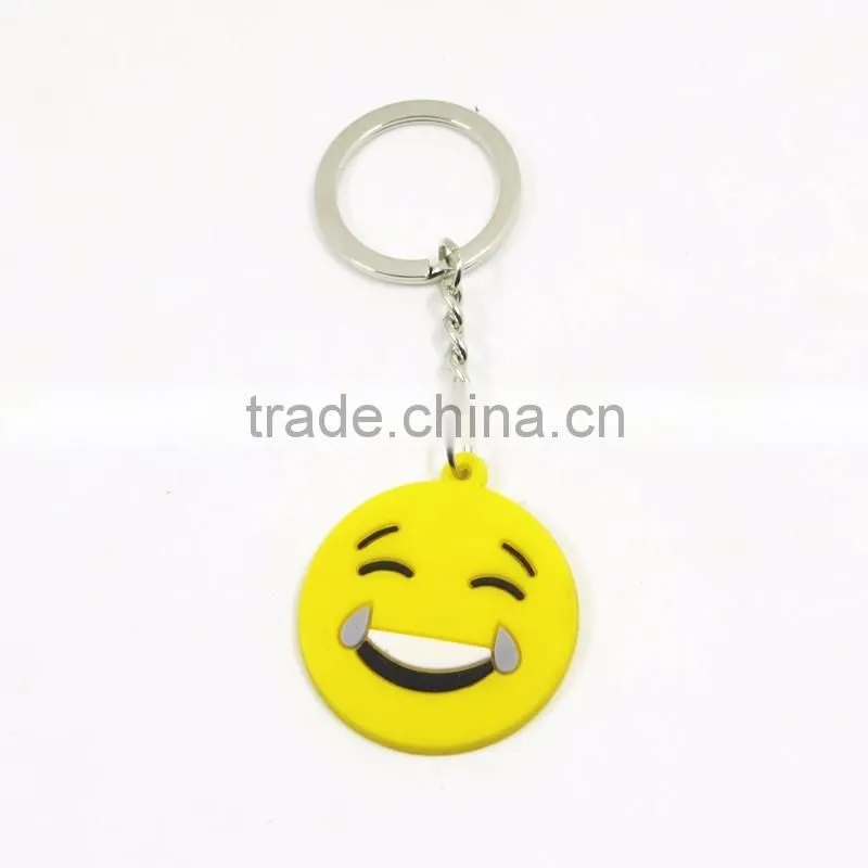 Wholesale Custom Keychain Soft Rubber Key ring Funny Smile face Roller shaped Key chain