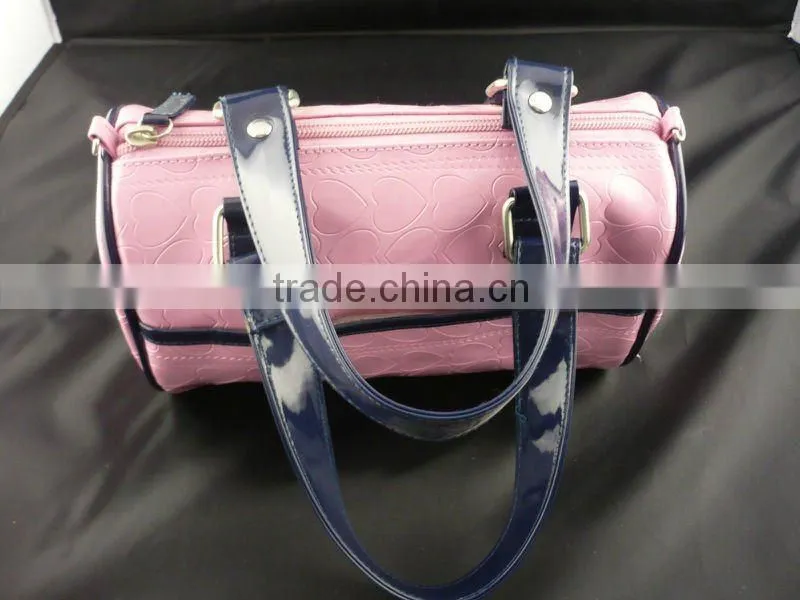 pink pu leather hand bag with leather belt for ladies