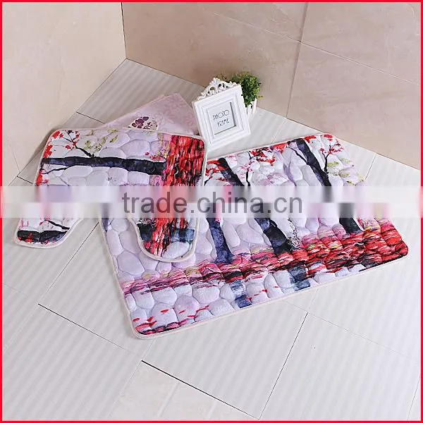 eco-friendly material Embossed printing 3d design bath mat carpet rugs
