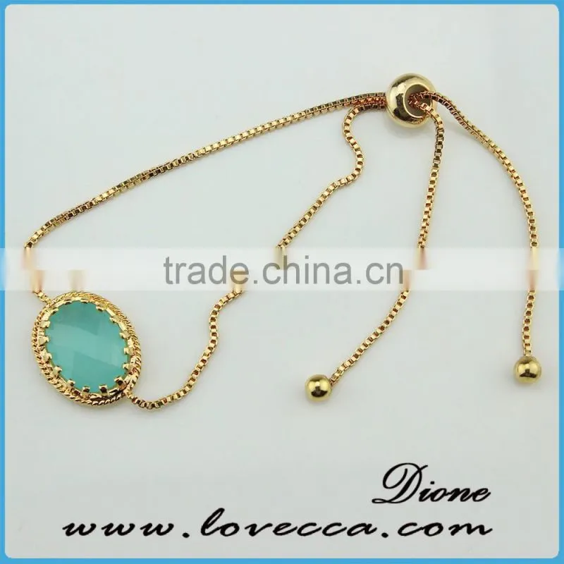 Cheap Wholesale 18K Gold Plated Brass Jewelry Fashion Adjustable Beads Womens Glass Stone