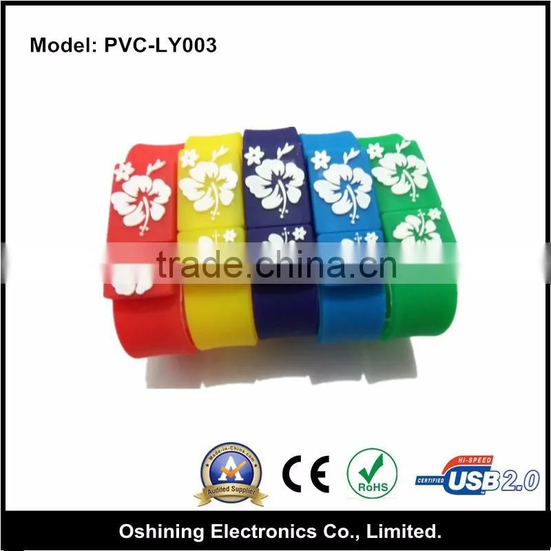 Cool cell phone accessories rubber bracelet usb flash drives for promotional gift(PVC-LY003)