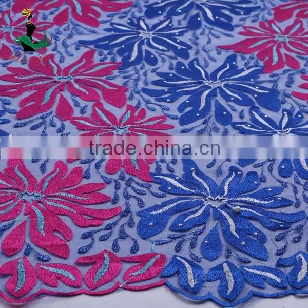 2016 Haniye african Latest embroidery tulle lace fabric nigeria French net lace fabric for dresses/NYN69