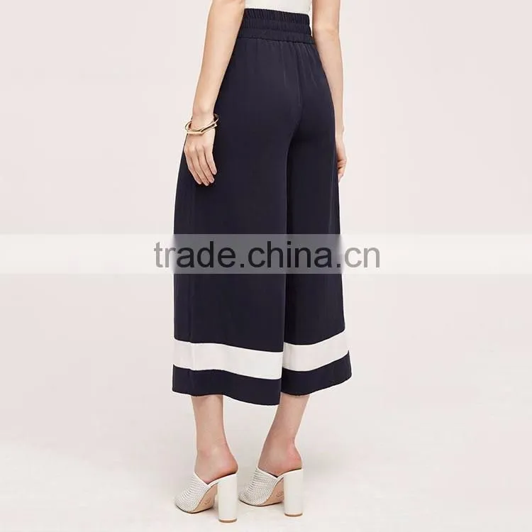 Fashion white black working office lady culotte wide leg pants woman