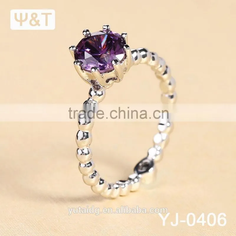 Jingli Jewelry S925 Silver Finger Ring With Purple Stone (YJ-406)