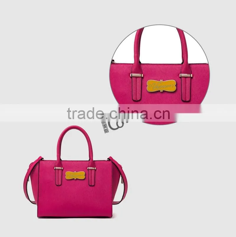 Different color filled custom fancy handbag metal logo
