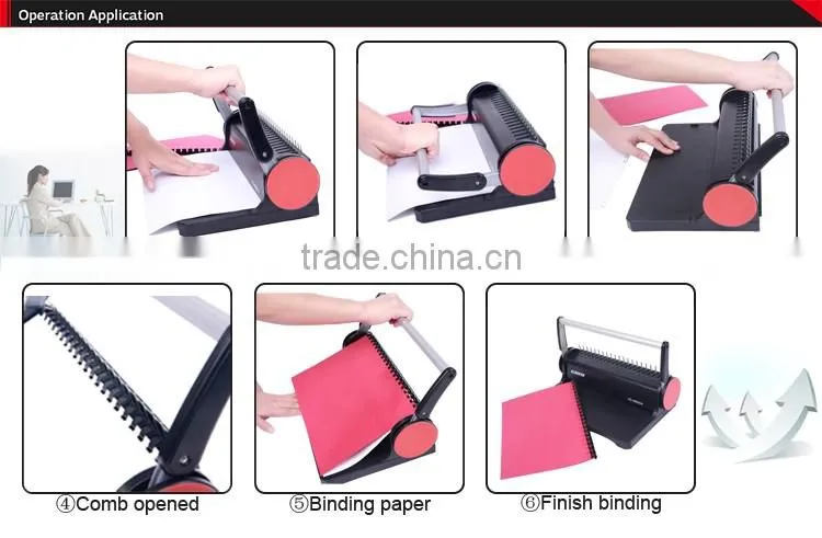 Basic type of comb binder with 21 rectangle and optional 4 round holes