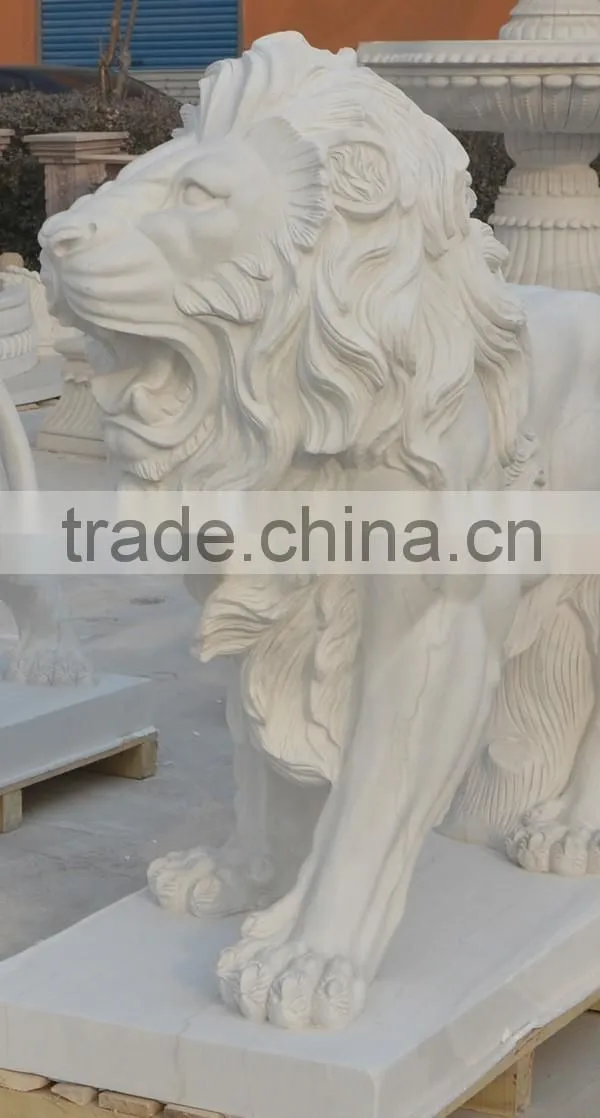 Outdoor Decorative White Marble Life Size Lion Statues