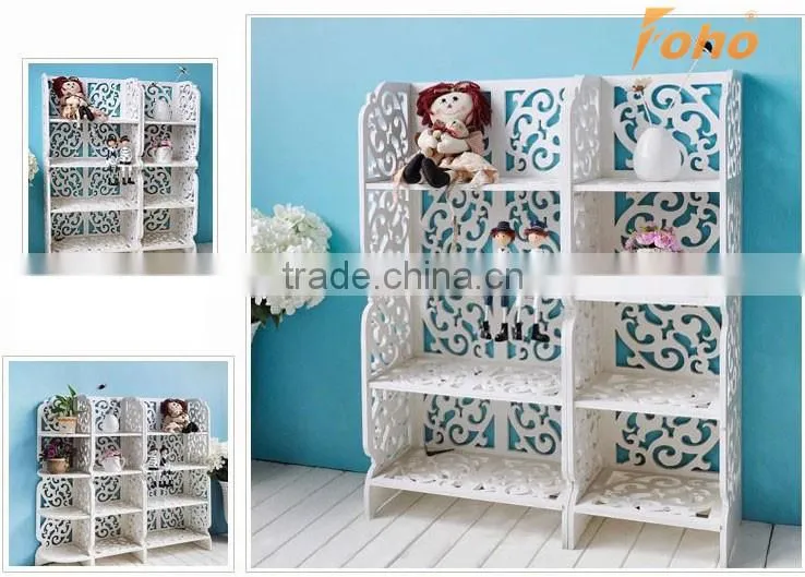 carved pattern household plastic storage rack in white color FH-BL0742