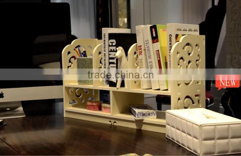 New design home storage and organizer wood carved bookcase (FH-BL0730)