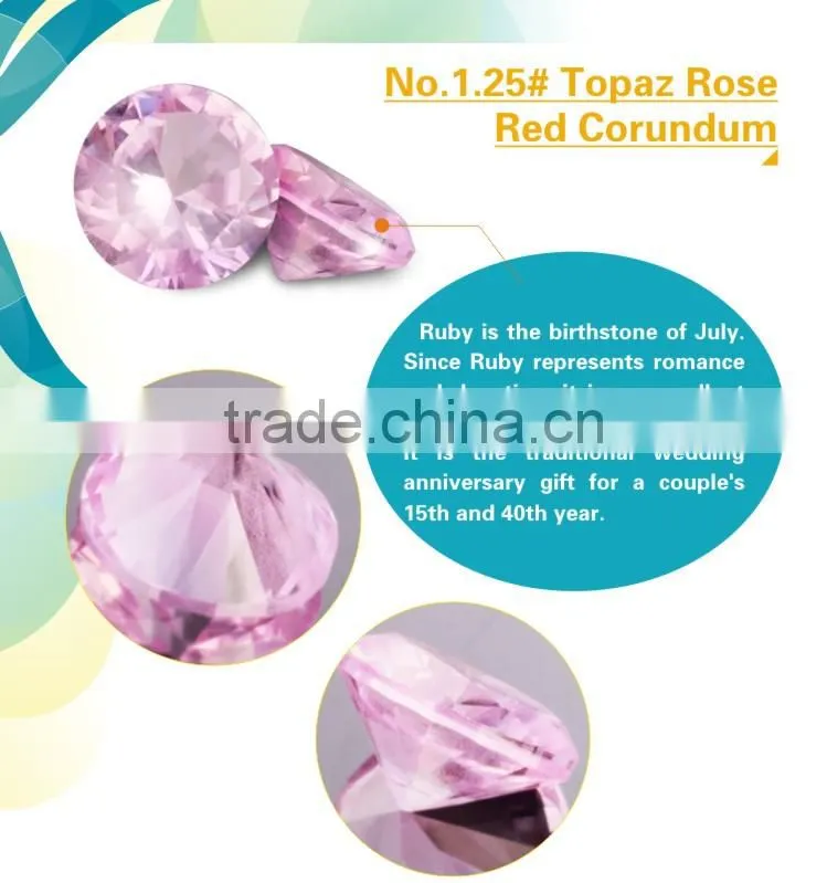 No.1.25# Rose Red Pointed Back Faceted Pink Synthetic Sapphire for Jewelry