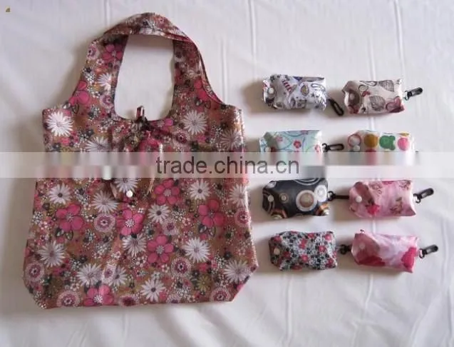 Promotional folding polyester shopping bag