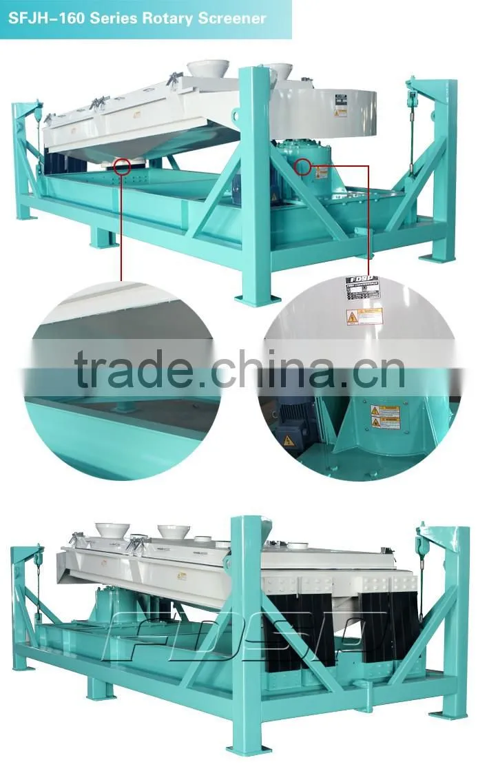 Feed Pellet Rotary Sieve screening machine for feed plant 10tph output