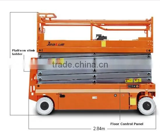 230kg CE ISO electric scissor lift self-propelled aerial work platform Jeakue JK01349