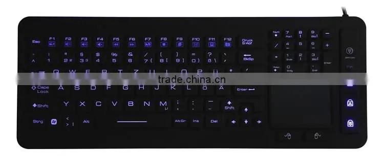 JH-IKB98BL Silicone Backlit Keyboard with Touchpad and switch 98 keys wateproof IP68