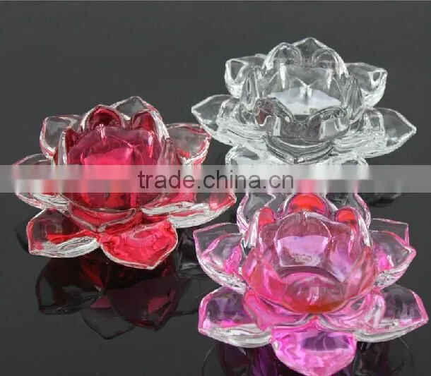 Wholesale european lotus shape glass candlestick