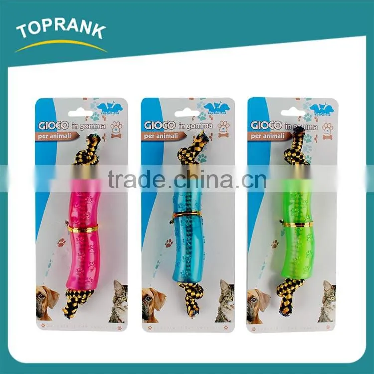 New design pet chew toys paw printed soft PVC dog toys with rope
