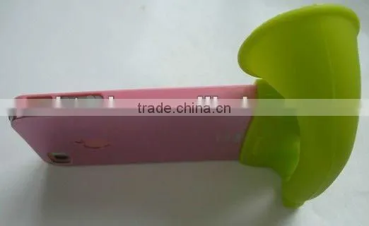 Eco-friendly silicone cute design cell phone holder with loud-speaker