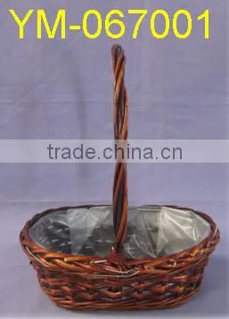 Round Willow Basket with Long Handle