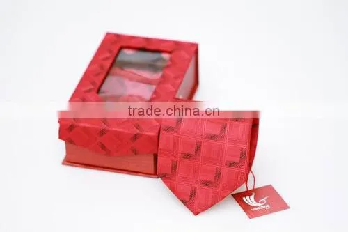 Set of silk neck tie with cufflinks and handkerchief with various colors and design
