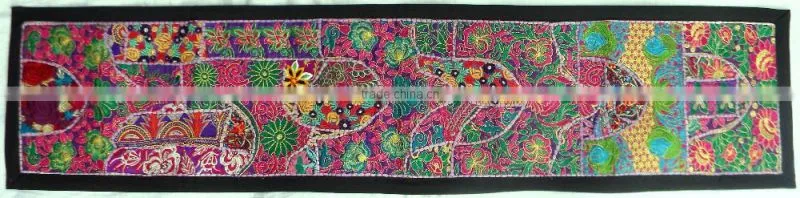 Rare Vintage Recycled Indian Textile Tapestry Fabric - - Indian Handcrafted Table Cover Cum Runner