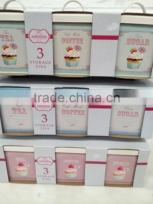 transfer decal square metal tea sugar coffee canisters