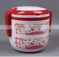 Portable two layers round lunch box with lock
