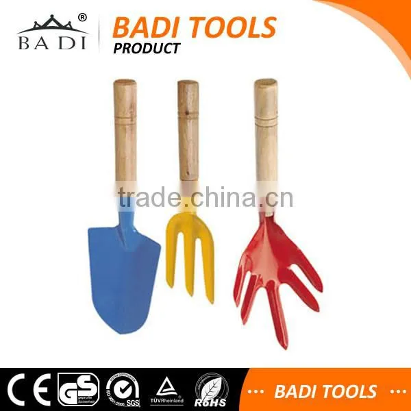 3 pcs high quality wood handle garden tool set with coating