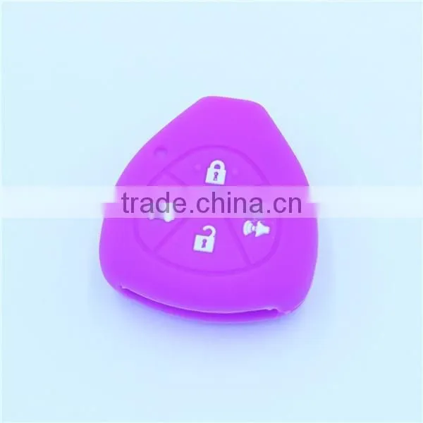 Triangle shaped Silicone car key shell with led light hole. fob key case for toyota 4 buttons