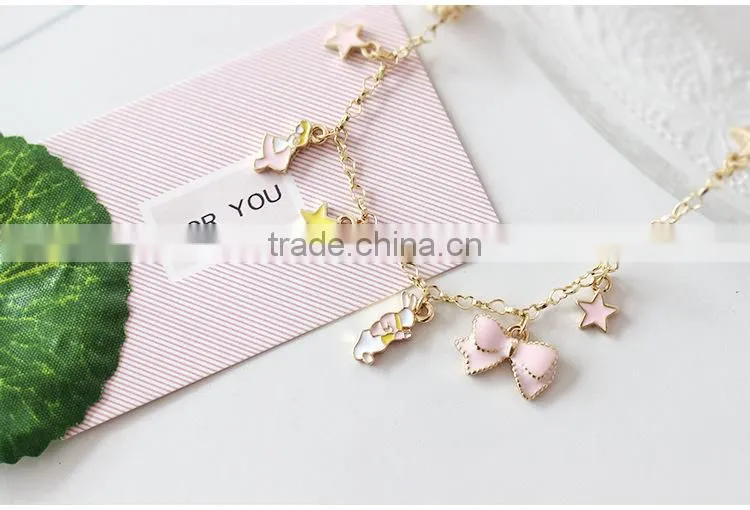 enamel star bowknot rabbit pumpkin carriage the playing cards charms bracelet gold chain bracelet with assorted charms