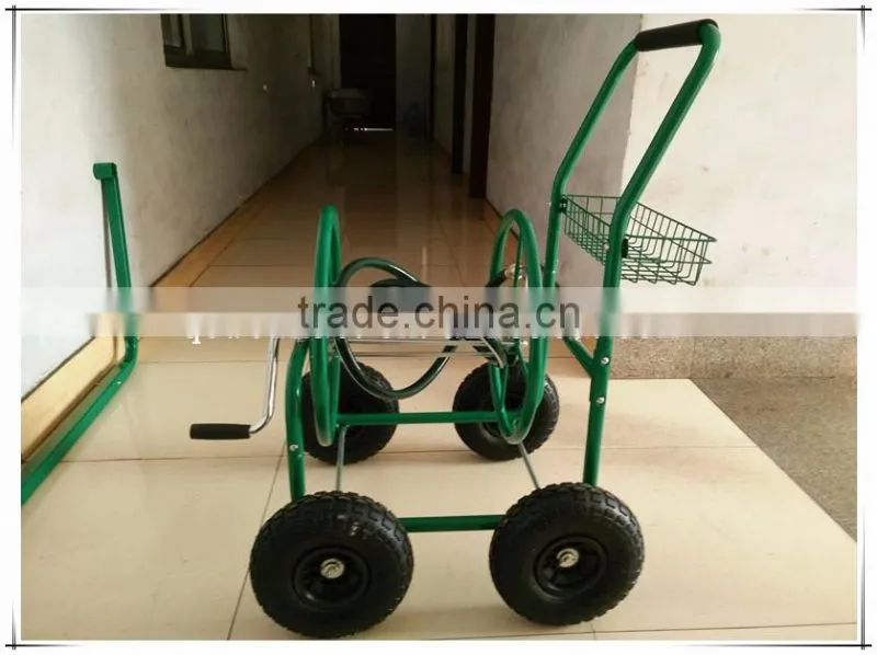 Metal Four Wheel Garden Hose Reel Cart