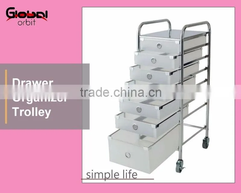 Easy To Move Plastic Drawer Organizer Mobile Office Storage Drawer Trolley Cart