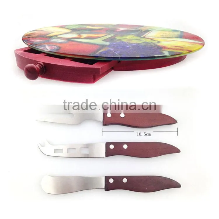 4PCS classic bistro cheese board and knife set