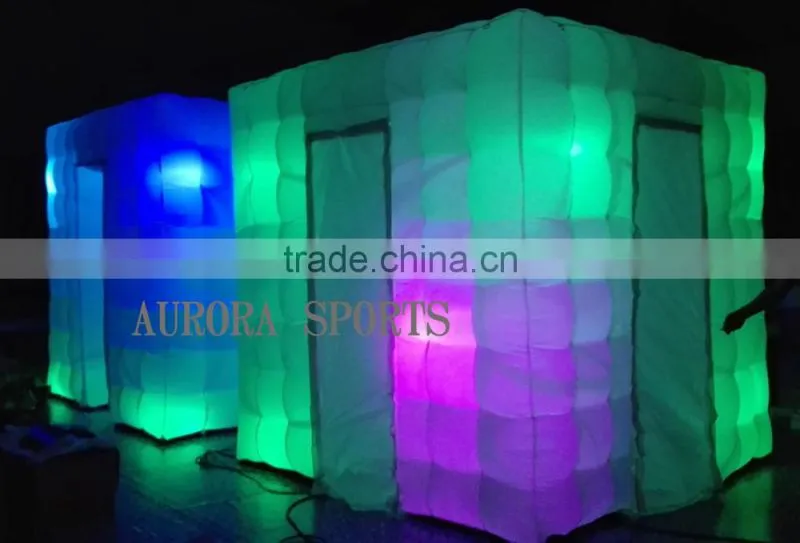 New Advertising 3D LED inflatable photo booth enclosure LED wedding inflatable photobooth shell